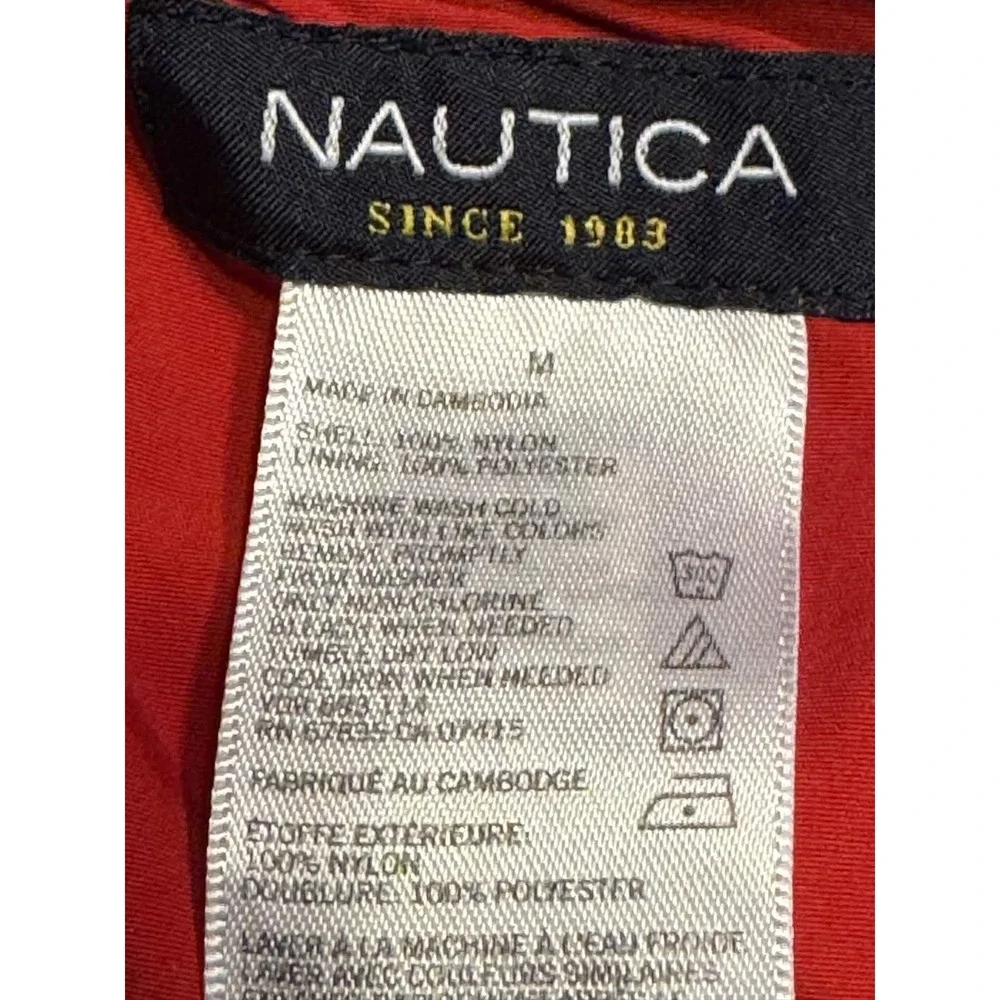 Nautica Mens Swimwear Size M Board Shorts Red Nylon Colorblock Swim Trunks 31 In